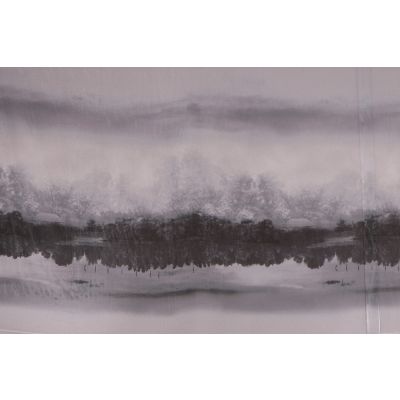 Tissu Panneau Satin Gianni Tessuti 85x145cm Lac noir et blanc sur fond Noir