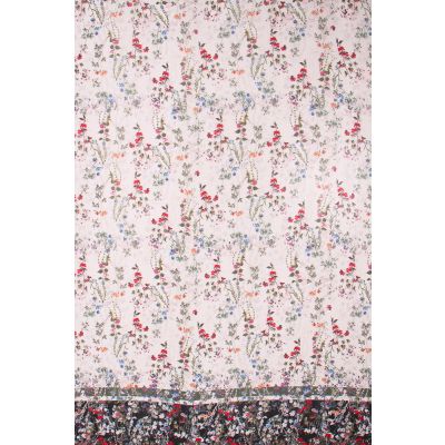 Tissu Panneau Mousseline Gianni Tessuti Fleurs entre liées sur fond Blanc cassé - Par 100 cm