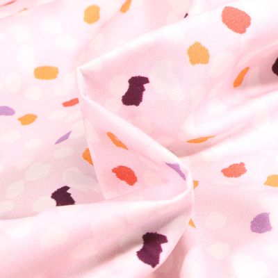 Tissu Coton imprimé Frou-Frou Pollen sur fond Rose clair - Par 10 cm