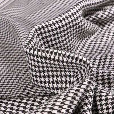 Tissu Tartan Pied de poule Noir sur fond Blanc - Par 10 cm