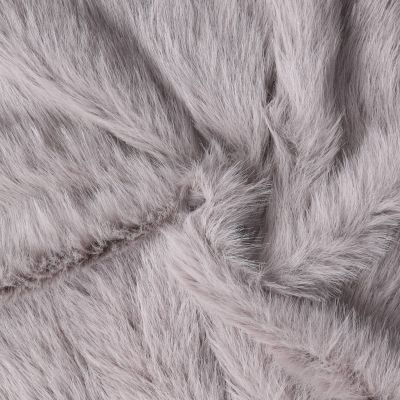 Tissu Fausse fourrure  poils long Olga sur fond Gris pierre - Par 10 cm