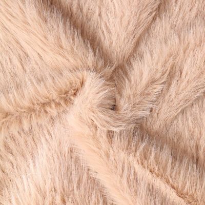 Tissu Fausse fourrure  poils long Olga sur fond Beige - Par 10 cm