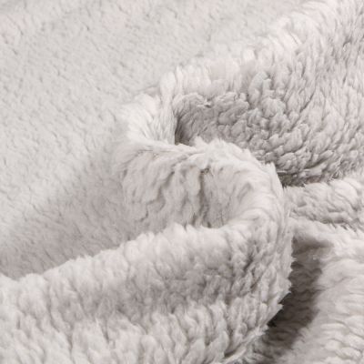  Tissu Fausse fourrure Doudou réversible uni Gris clair - Par 10 cm