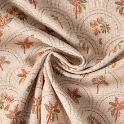 Tissu Toile de Coton aspect Lin Euphoria rétro sur fond Naturel - Par 10 cm