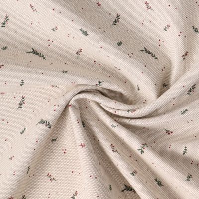 Tissu Toile de coton Honorine petites fleurs Rouge sur fond Ecru chiné - Par 10 cm
