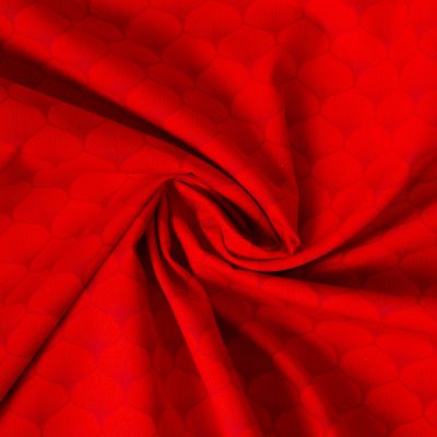 Tissu Popeline de Coton Eleonore eventails sur fond Rouge - Par 10 cm