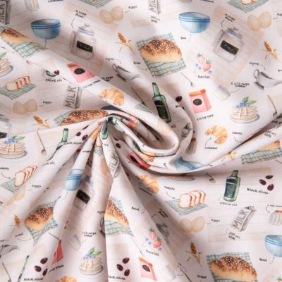 Tissu Coton imprimé Kitchen Moments sur fond Naturel - Par 10 cm
