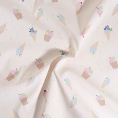 Tissu Imperméable imprimé Glaces sur fond Blanc - Par 10 cm