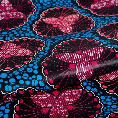 Tissu Wax africain n° 460 Bleu - Par 10 cm