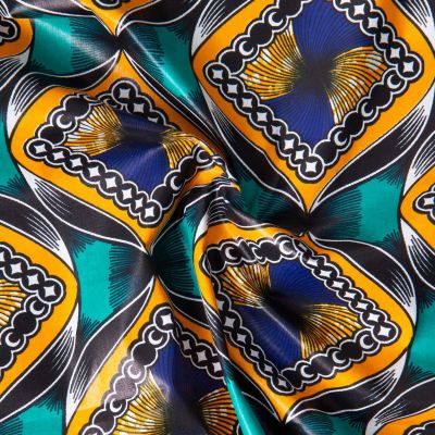 Tissu Wax africain n°624 sur fond Bleu - Par 10 cm