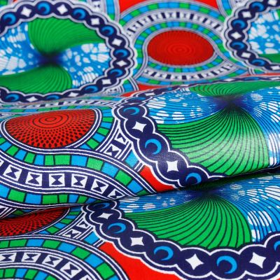 Tissu Wax africain n° 465 Vert - Par 10 cm