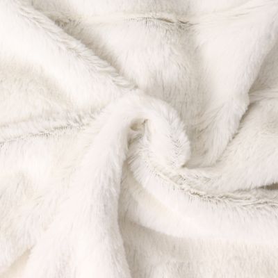 Tissu Fausse fourrure Ecru envers Jersey Gris anthracite chiné - Par 10 cm