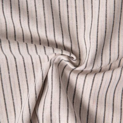 Tissu Coton Lin Viscose lurex rayures sur fond Naturel - Par 10 cm