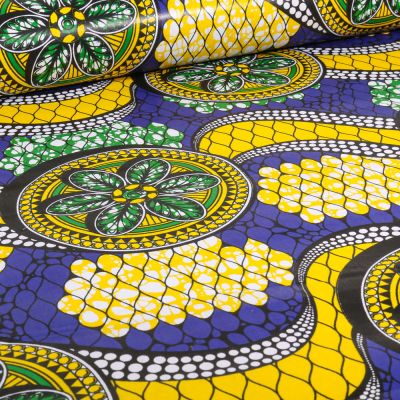 Tissu Wax africain n°  701 sur fond Violet - Par 10 cm