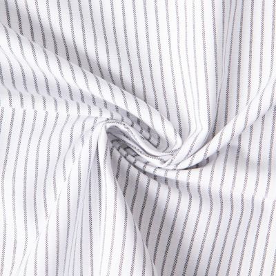 Tissu Coton aspect Lin Emy rayures Gris sur fond Blanc - Par 10 cm
