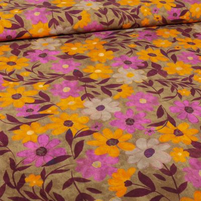 Tissu Viscose Paquy sur fond Beige - Par 10 cm