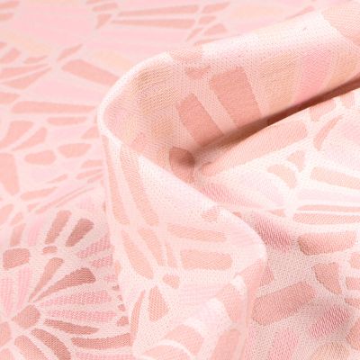 Tissu Toile jacquard Caramel rose sur fond Blanc cassé - Par 10 cm
