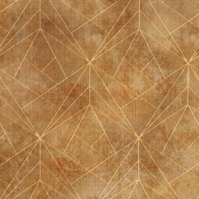 Tissu Velours ras tout doux Damier graphique sur fond Ocre - Par 10 cm