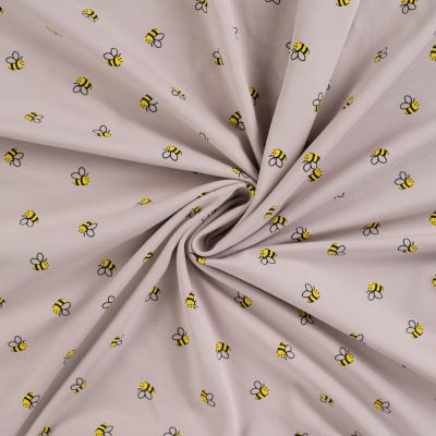 Tissu Jersey Coton imprimé Lina petites abeilles sur fond Beige nougat - Par 10 cm