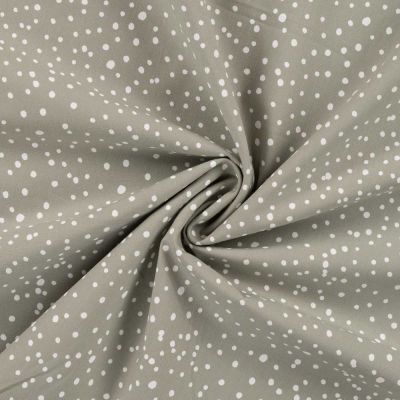 Tissu Popeline de Coton  pois blancs Zeli sur fond Vert kaki clair - Par 10 cm