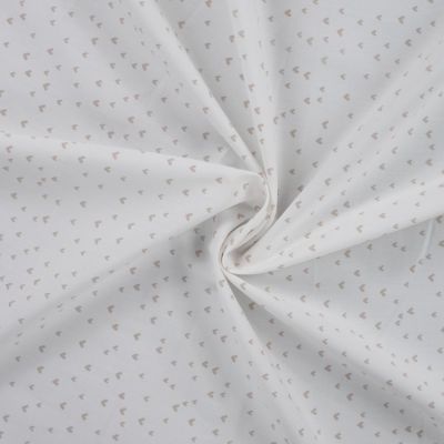 Tissu Popeline de  Coton  cœurs taupes Zivy sur fond Blanc cassé - Par 10 cm
