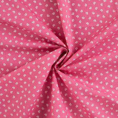 Tissu Coton imprimé Fleuris Vivi sur fond Rose - Par 10 cm