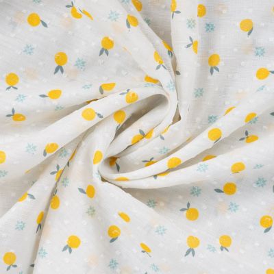 Tissu Voile de Coton Plumetis digital Appoline sur fond Blanc cassé - Par 10 cm