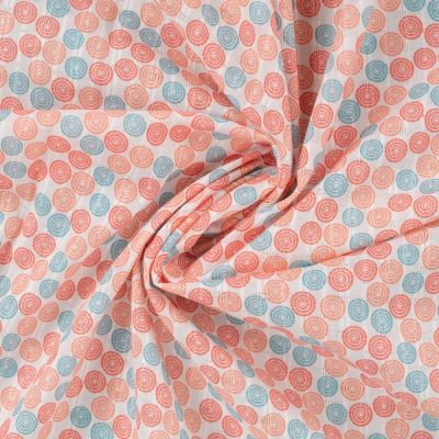 Tissu Voile de Coton digital brodé June petits ronds sur fond Blanc cassé - Par 10 cm