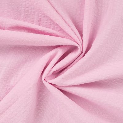 Tissu Seersucker Coton uni Rose - Par 10 cm