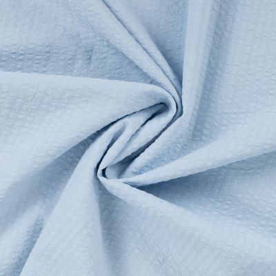 Tissu Seersucker Coton uni Bleu ciel - Par 10 cm