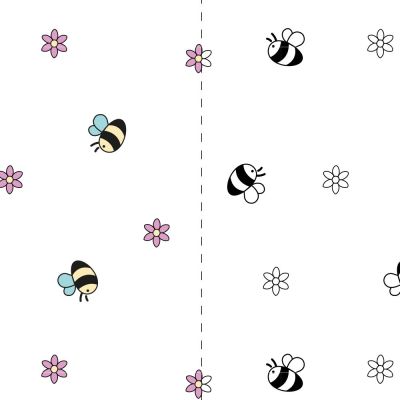 Tissu Jersey Coton magique Maya petites abeilles sur fond Blanc - Par 10 cm