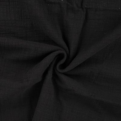 Tissu Double gaze aspect lin uni Noir - Par 10 cm