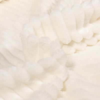 Tissu Minky Ultra doux uni côtelé envers doudou Ecru - Par 10 cm