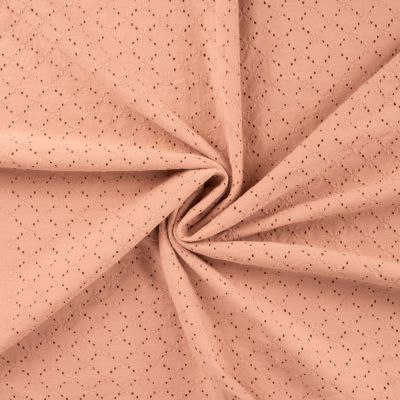 Tissu Coton Jersey brodé uni Saumon - Par 10 cm