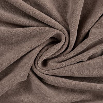 Tissu Jersey Velours Eponge uni Taupe - Par 10 cm