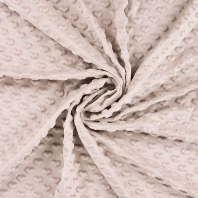 Tissu Minky Ultra doux Coeurs uni coeurs sur fond Beige sable - Par 10 cm