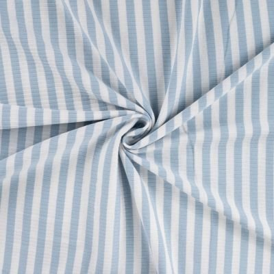 Tissu Jersey Coton Côtelé rayé Bleu ciel - Par 10 cm