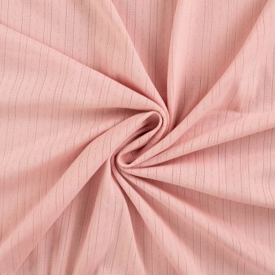 Tissu Jersey Coton ajouré uni Lio Rose poudré - Par 10 cm