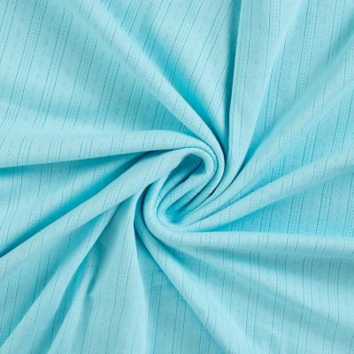 Tissu Jersey Coton ajouré uni Lio Bleu turquoise - Par 10 cm