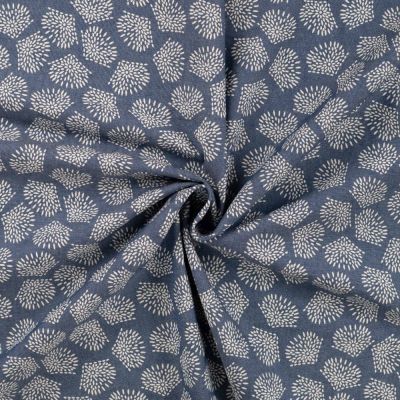 Tissu Chambray Coton Julian sur fond Bleu jean - Par 10 cm