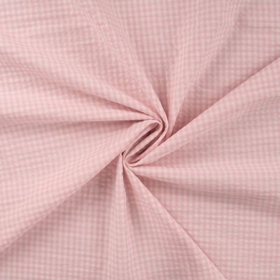 Tissu Seersucker Carreaux Vichy Rose - Par 10 cm
