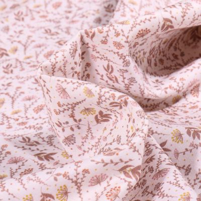 Tissu Popeline de coton  Sweet Flower Flora nude sur fond Blanc - Par 10 cm