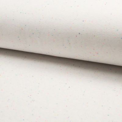 Tissu Sweat chiné  multicolore envers minky Blanc cassé - Par 10 cm