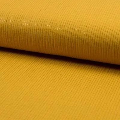 Tissu Double gaze Rayures lurex Jaune moutarde - Par 10 cm