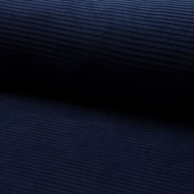 Tissu Jersey Côtelé Aspect Velours Bleu marine - Par 10 cm