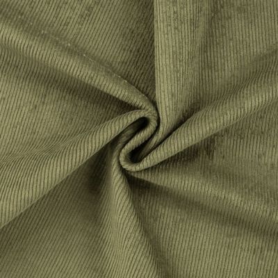 Tissu Velours côtelé stretch uni Vert kaki - Par 10 cm