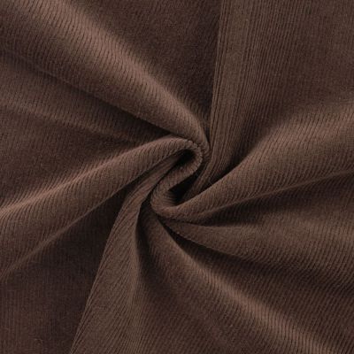 Tissu Velours côtelé stretch uni Marron chocolat - Par 10 cm