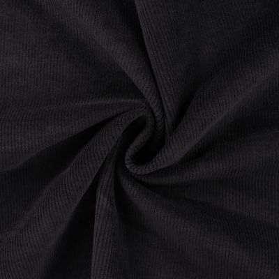 Tissu Velours côtelé stretch uni Noir - Par 10 cm