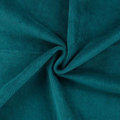 Tissu Velours côtelé stretch uni Bleu canard - Par 10 cm