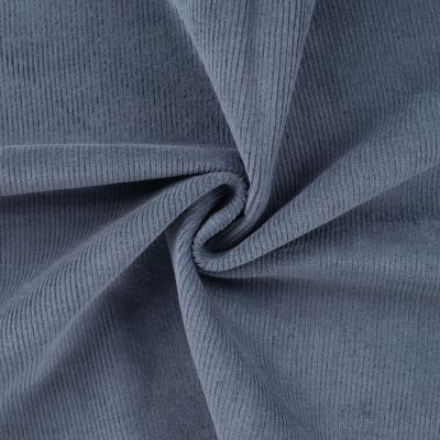 Tissu Velours côtelé stretch uni Bleu denim - Par 10 cm